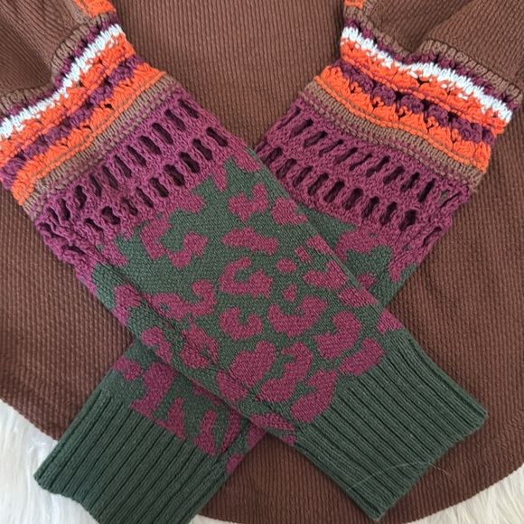 Free People Switch It Up Cuff Thermal Top Long Sleeve Chocolate Combo Size M - Picture 8 of 13